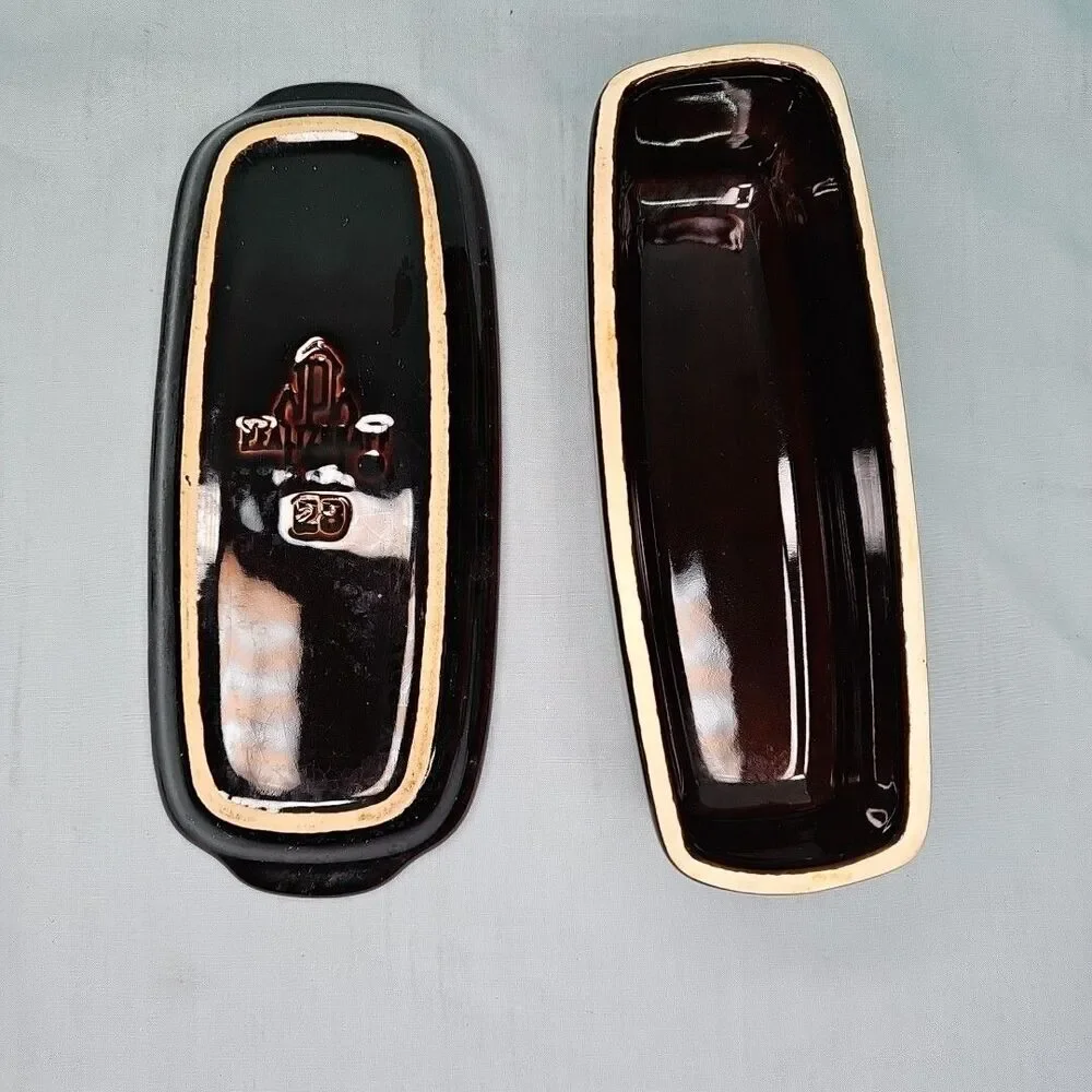 Butter Dish Pfaltzgraff Gourmet Brown Stoneware Drip Glaze Covered 1/4 lb